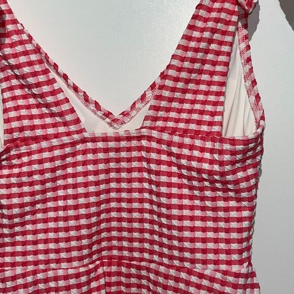 Women's Lands' End V-Neck Gingham One-Piece Swim Dress Size 8 - Picture 10 of 10